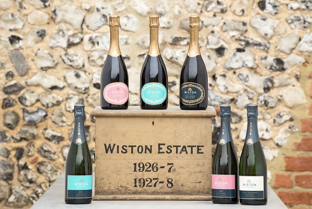 Wiston Estate, 1926-7, 1927-8, bottles of wine lined up on a wooden box